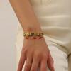 Red Oil Drop Pendant Bangle Stainless Steel Wrist Jewelry New Square Round Bangle