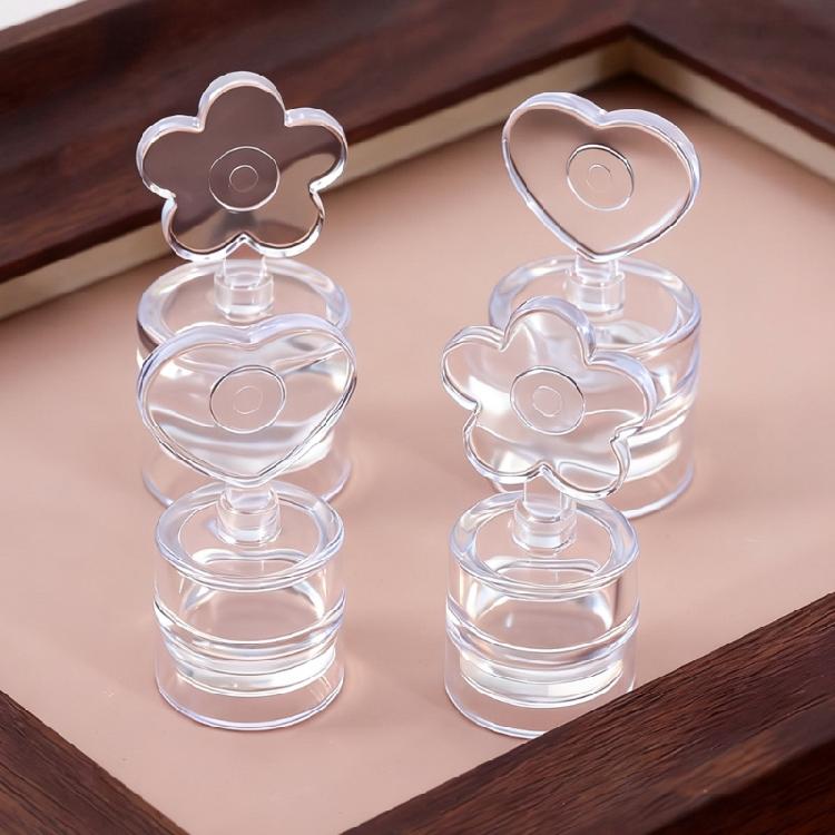 Штамп для ногтей с цветочным узором в форме сердца со скребком для многоразового маникюра с прозрачной силиконовой подушечкой