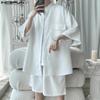 INCERUN Мужские однотонные рубашки Henley с короткими рукавами, летние комплекты с шортами больших размеров, костюмы