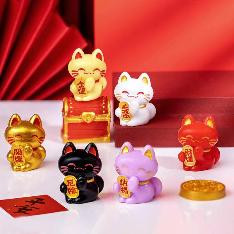 1 шт. милый мультяшный Lucky Cat изысканный орнамент из смолы маленький подарок ремесла миниатюрные фигурки для дома настольный орнамент
