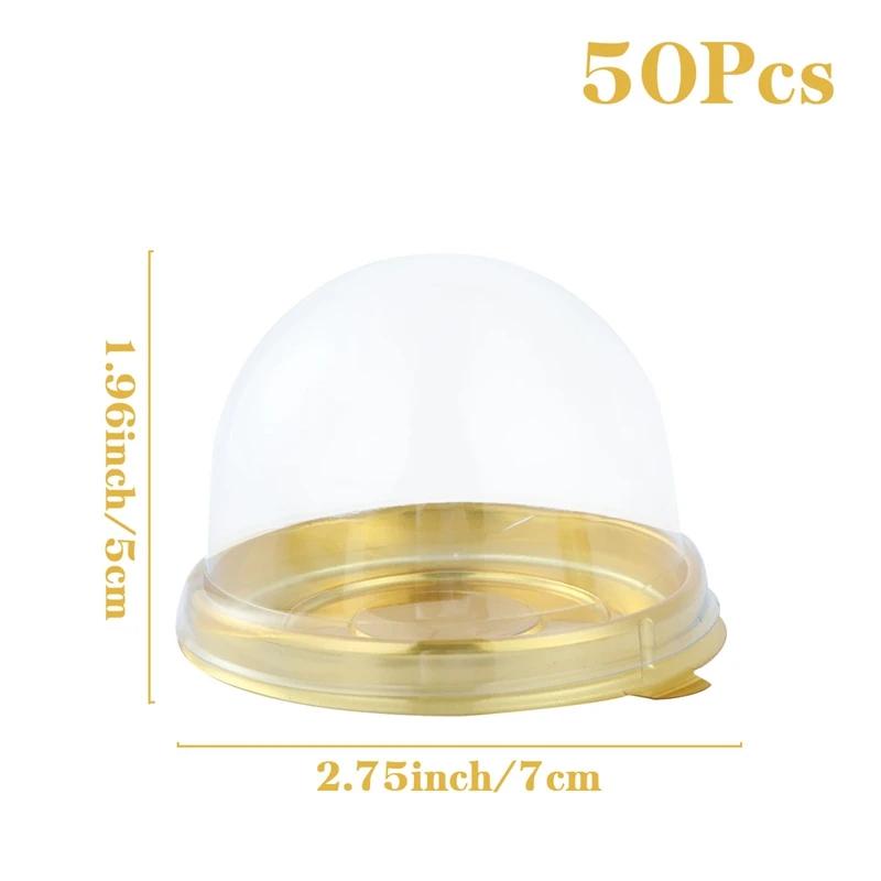 50pcs Transparent Cake Box Container Transparent Cupcake Dome Pastry Baking Packaging Boxes Wedding Party Supplies Gifts Decor