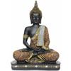 Meditating Sitting Buddha Statue Showpiece Idol Home Decor Items for Living Room Decorative Showpiece - 25.4 Cm (Stone, Brass, Crystal, Black, Gold)
