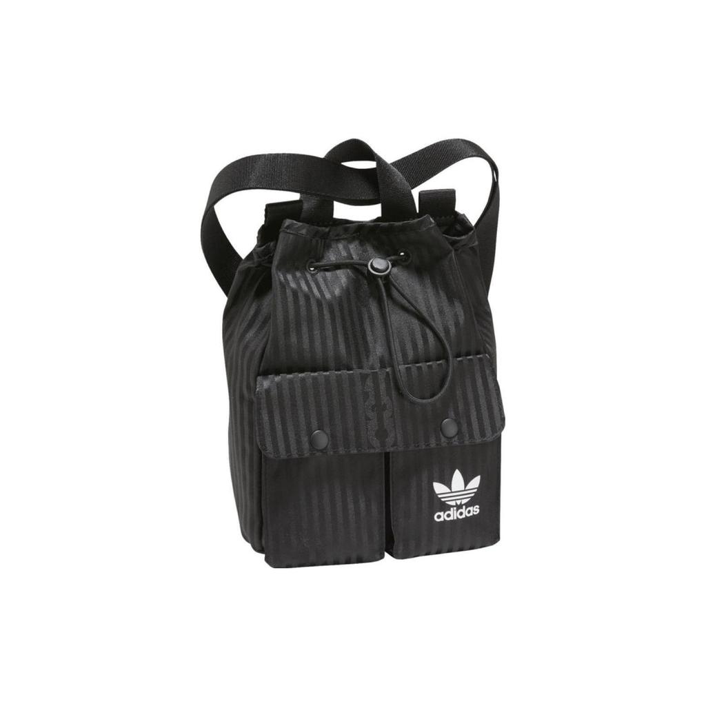adidas Оригинальный рюкзак-ведро Adidas с логотипом Trefoil и полосками, на шнурке, полиэстер, унисекс, черный HD7022