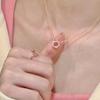 Sakura Necklace Ring for Women Ins Exquisite Light Luxury Gentle Sweet Crystal Peach Blossom Pendant Collarbone Rose Gold Necklace