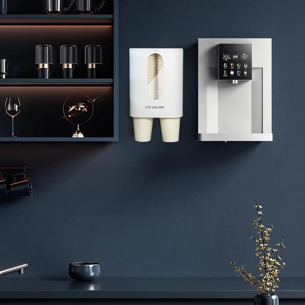 Cup Dispenser Pull Type Cup Dispenser for Water Cooler Wall Mount Cup Holder Beige Single Tube Paper Cup Holder