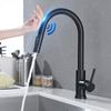 Black Matte Stainless Steel Kitchen Sink Faucets Mixer Smart Touch Sensor Pull Out Hot Cold Water Mixer Tap Crane