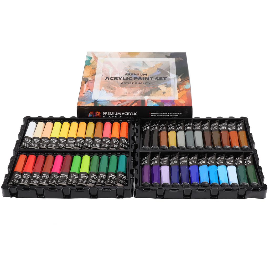 Набор акриловых красок, каждый алюминиевый тюбик 22 мл, 48 цветов, аксессуары для художественных поделок и творчества