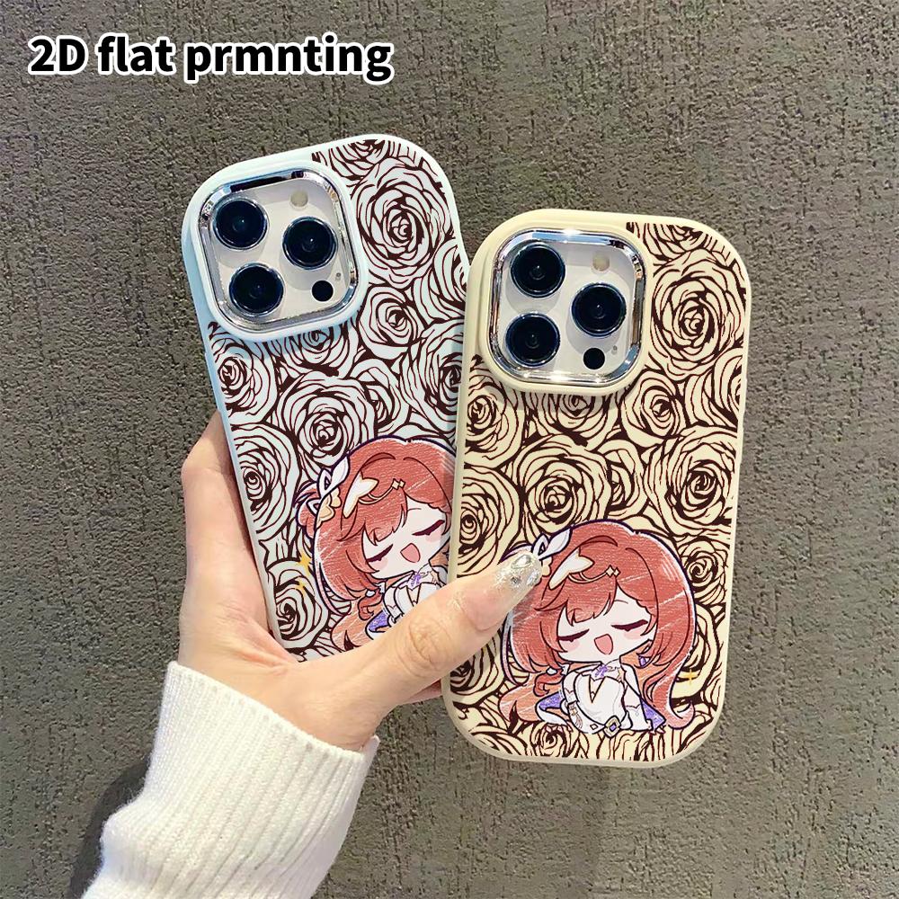 Phone Case: 2D flat design suitable for iPhone 18 17 16 15 14 13 Pro protective case, couple style, red-haired girl, Christmas and Halloween gift
