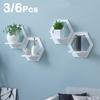 3/6Pcs Wall Organizer Shelf Hexagon Wall-mounted Display Stand for Flower Pot Handicraft Display Tv Backgrou Room Home Decor