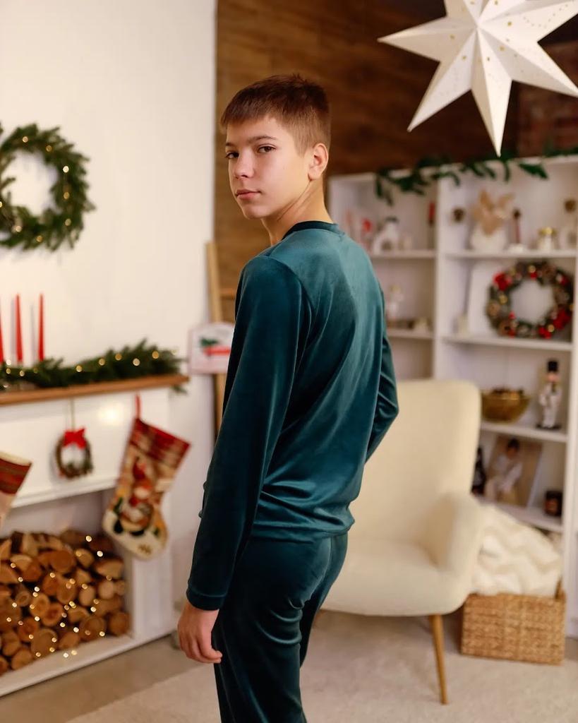 Пижама – Плюшевый велюровый комплект для мальчиков-подростков, Теплый зимний комфорт, Зима, 6412-030 HC