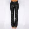 Women Autumn and Winter European and American Casual Straight PU Leather Trousers Women Long Leather Trousers