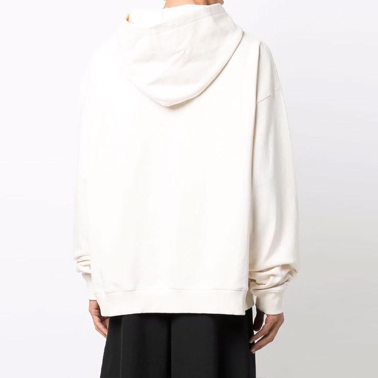 We11done Patched Mirror Logo Hoodie Ivory Unisex Tops White WD-TH3-21-564-U-IV