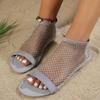 Summer Woman Fishnet Flat Sandals Bling Rhinestone Mesh Sandals Lightweight  Hollow Out Shoes Woman Plus Size Zapatos De Mujer