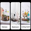 Storage Tray Organizer Multifunctional 360-Degree Rotation Wooden Lazy Susan Turntable Kitchen Countertop Organizer
