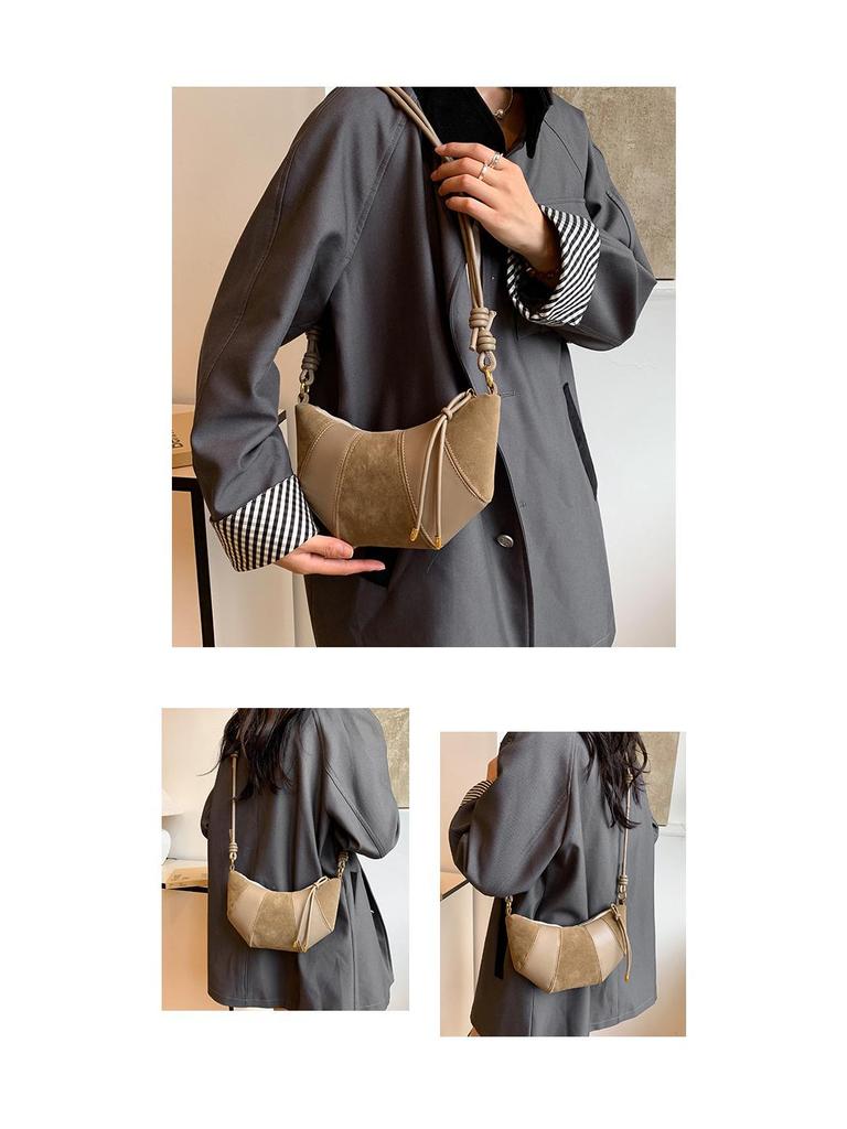 Ретро Матовая Женская Сумка Кроссбоди Круассан - Новая Мода 2025 Повседневная Нишевая Сумка на Плечо