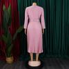 Women's Dress Spring and Autumn Temperament Elegant Pressed Pleated Commuter OL Solid Colour Plus Size Dresses