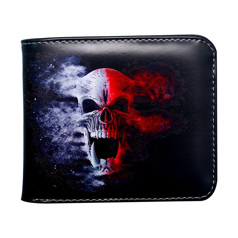 Retro Skull Print Men's Coin Purse - Compact, Colorful, and Fashionable Wallet