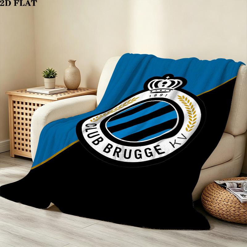 1PC Club Brugge Kv Patterned Flannel Blanket Suitable For All Seasons For Home Decor Warmth And Comfort Gifts Holiday Present