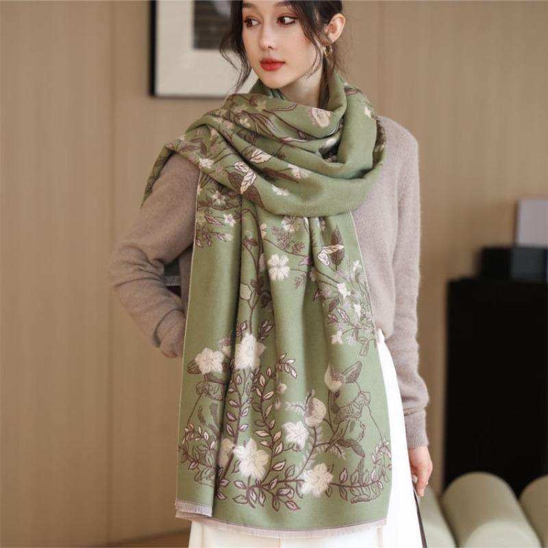 Winter Thick Shawl with Women's High-end Fashion Imitation Cashmere Jacquard Scarf Long Thickened Warm Scarf
