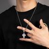 Hiphop Luxury Inlaid CZ Cross Pendant Rope Chain Necklaces for Men Women Punk Personality Rapper Accessory Fashion Neck Jewelry