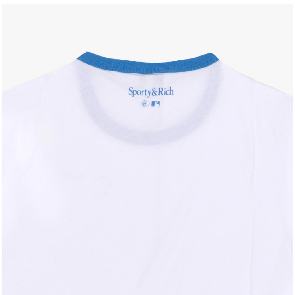 SporTy Rich DodgerS Serif Ringer Women S T ShirT Wh46