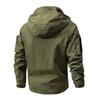 Men Casual Jacket Hooded Long Sleeve Windproof Jacket Multiple Pockets Full Zipper Closure Fastener Tape Trench Coat