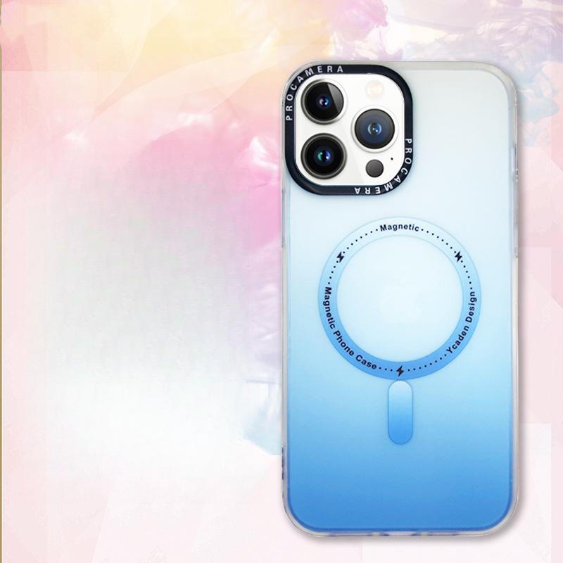 Применимо к iPhone16PROMAX Градиентный Магнитный Чехол для Телефона, Apple 15 Матовый Защитный Чехол Magsafe 13/14