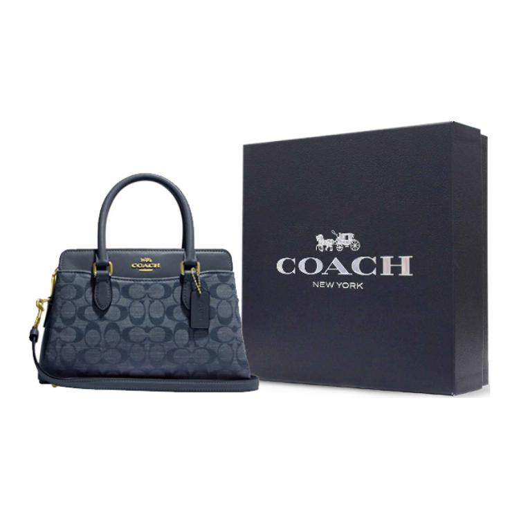 New COACH Darcie Fabric With Cow Leather Handbag Shoulder Bag Crossbody Bag Medium Size Women's Denim Blue CH859-IMDEI