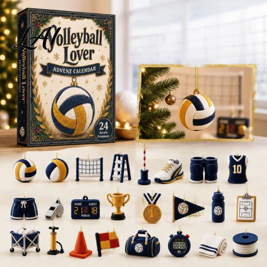 Volleyball Enthusiast Collectibles Lover Advent Calendar 2026 2D Acrylic Sports Themed Ornament Set 24 Backpack Charms for Teens Days Christmas