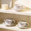 Легкие роскошные ретро керамические чашки для домашнего чаепития кофейная чашка креативный рельеф изысканный набор тарелок для кофейных чашек подарок на день рождения