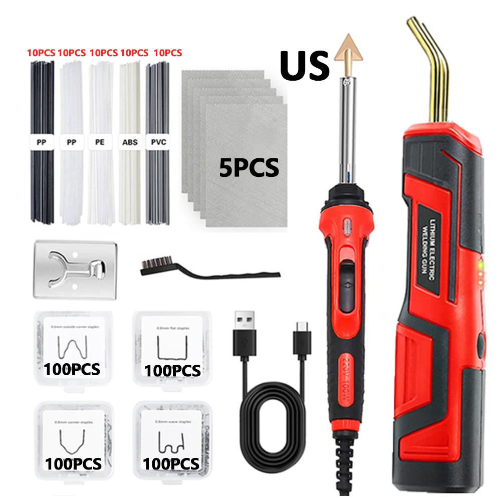 USB Rechargeable Plastic Welder Upgrade Handle Cordless 400PCS Hot Staple Gun LED Plastic Welding Car Bumper Repair Kit