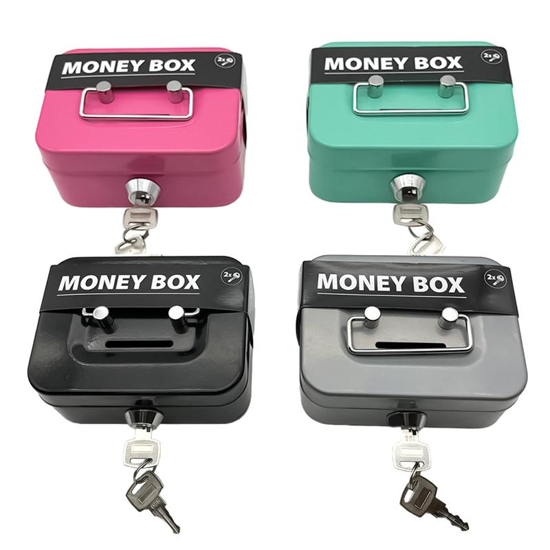 Metal Cash Box Mini Safe Lock Box Money Bank Metal Coin Bank Security Box Sturdy Cash Portable For Kids Coin Collection