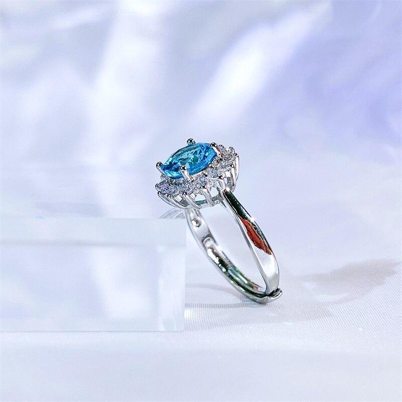 BELLA BOX Роскошные женские открытые кольца небесно-голубой циркон для свадьбы, помолвки, юбилея, ювелирных украшений