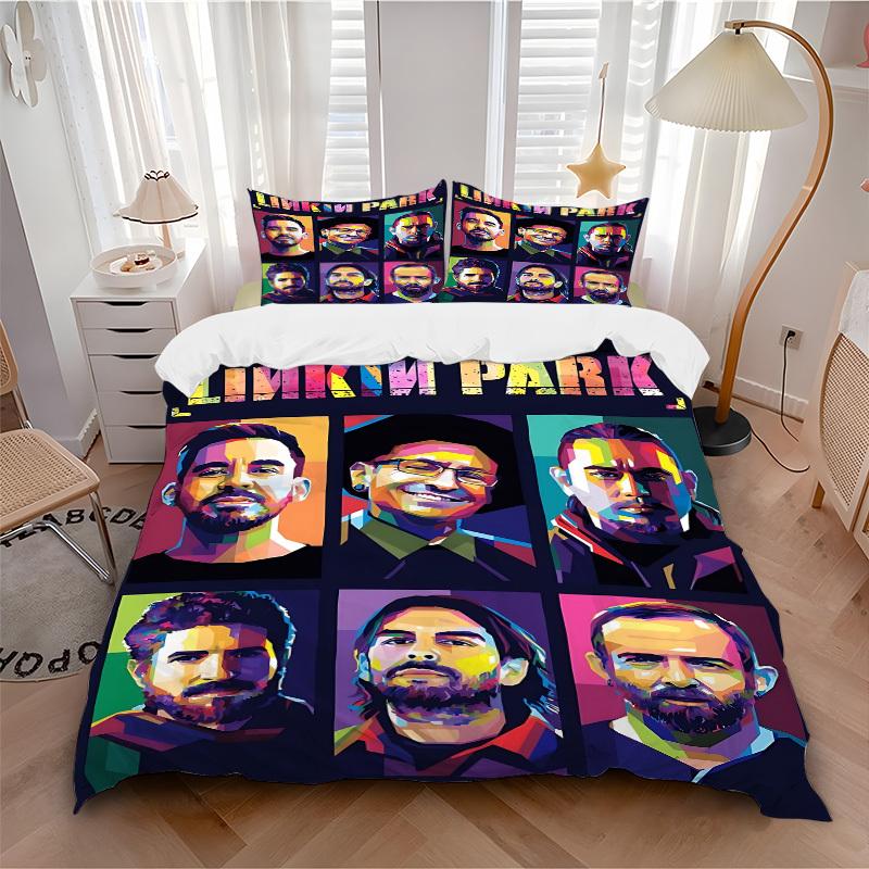 3pcs Linkin Park Band Duvet Cover Set, Includes 1 Duvet Cover and 1/2 Pillowcases (No Insert) yy251104238
