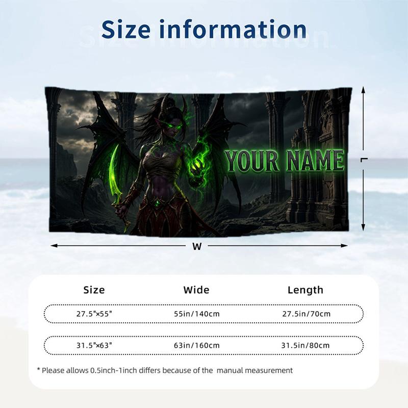 Custom Text Beach Towel, Soft Absorbent Swimming Multi-use TowelWorld of Warcraft