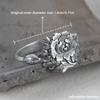 Vintage925Pure silver peony flower ring Adjustable Open-Closed Ring for Women, Exaggerated Wide Ring Daily and gift occasion New Year's jewelry is