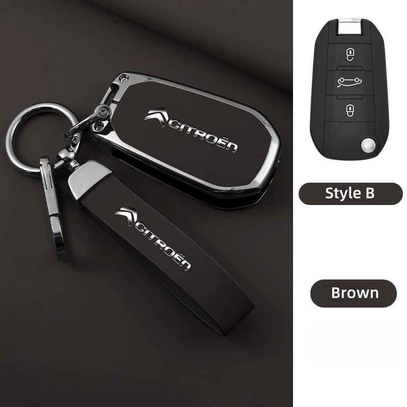 YKFEA1 Zinc Alloy Leather Car Key Case Cover For Citroen C1 C2 C3 C4 C5 C6 C4L Berlingo Picasso Jumpy Nemo Aircross Sega C5 X VTS C3 XR