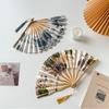 Chinese Japanese Style Silk Fan Folding Fan Wedding Fan Art Gifts Dance Hand Fan Vintage Bamboo Folding Hand Held Flower Fan