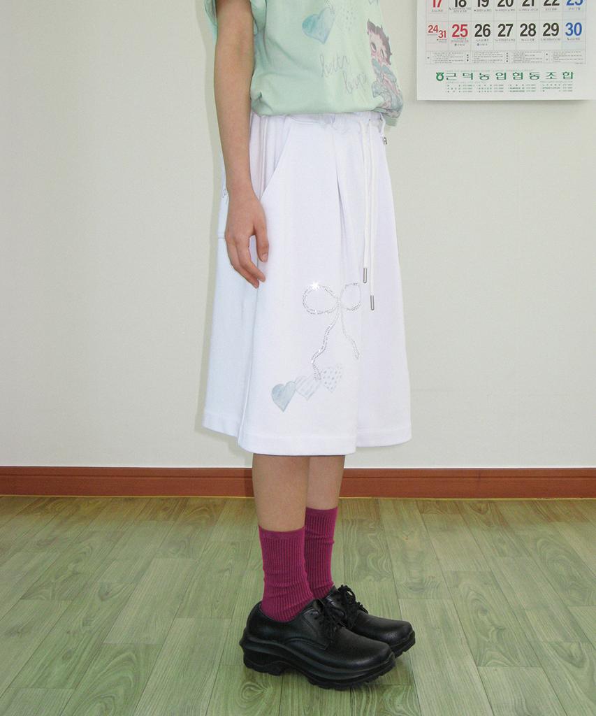 RONRON Betty Boop Dreamy Ribbon Sweat Bermuda Pants White
