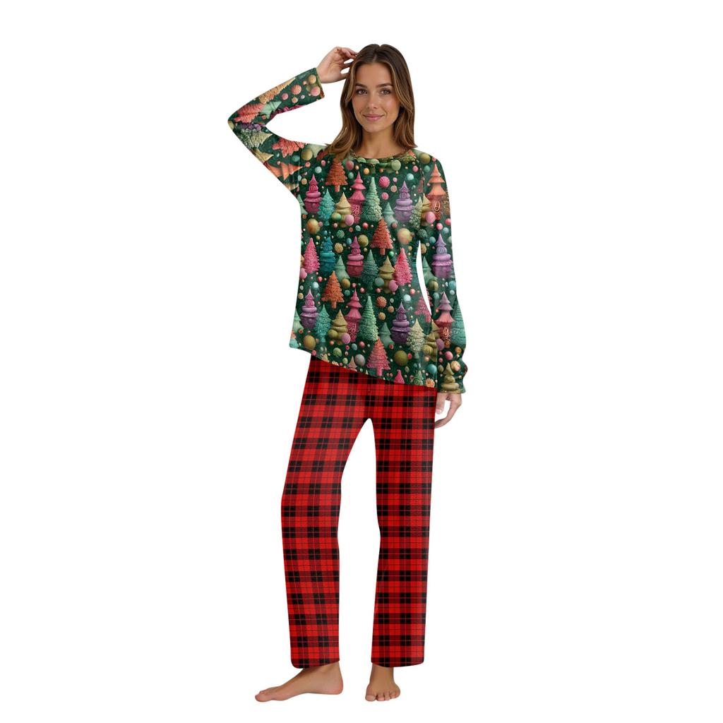 Комплект из топа и брюк с рождественскими принтами для всей семьи Одинаковые комплекты для всей семьи