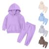 Medium And Large Boys And Girls Solid Color Fleece Sweater Trousers Suit