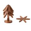 1 Set Christmas Tree Coaster with Base 4 Layers Tree Shape Wooden Trivet Anti-scald Heat