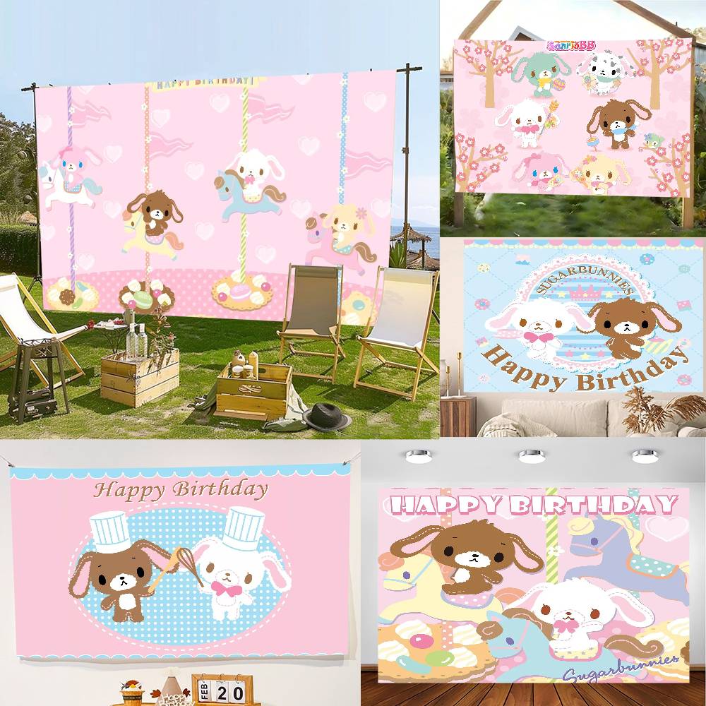 Sugar bunnies Dreamland Carousel background cloth,background decor, room, photo studio prop-suitable for home decor, parties