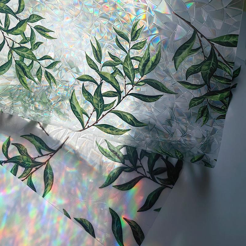 Colorful Rainbow Bird Pattern Prismatic Window Film Reusable No-Adhesive Static Cling Rainbow Sun Catcher Decal For Home Decor