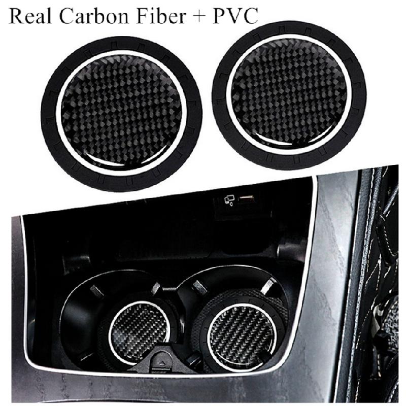 A Set of 2 High-quality Anti-slip Elastic Long-lasting Mats Made of Real Carbon Fiber for In-car Cup Holders