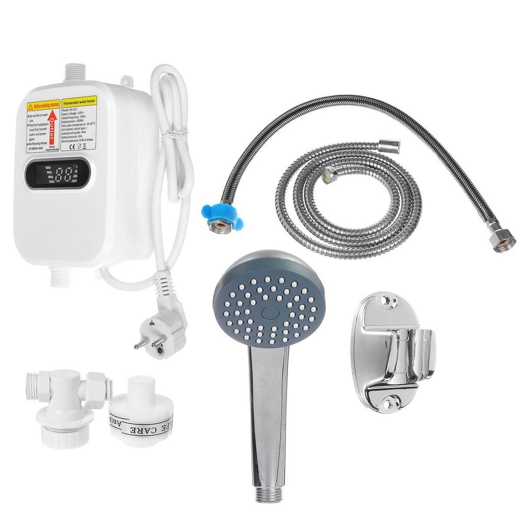 2S Heating Water Heater Shower3500W 220V/110V Bathroom Kitchen Instant Tankless Electric Water Heater Temperature Display