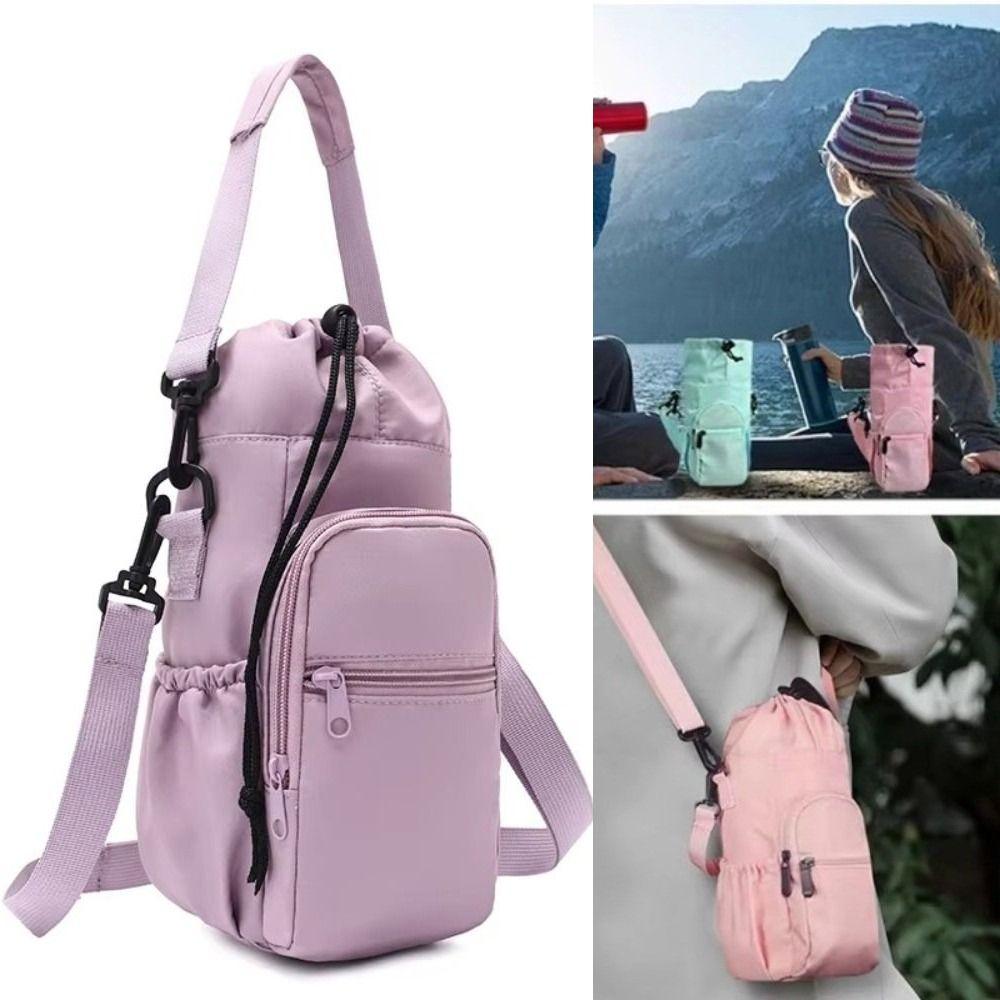 Регулируемый ремень Сумка для бутылки с водой Защитный чехол Изолированный Держатель для термобутылки с карманом для телефона Через плечо