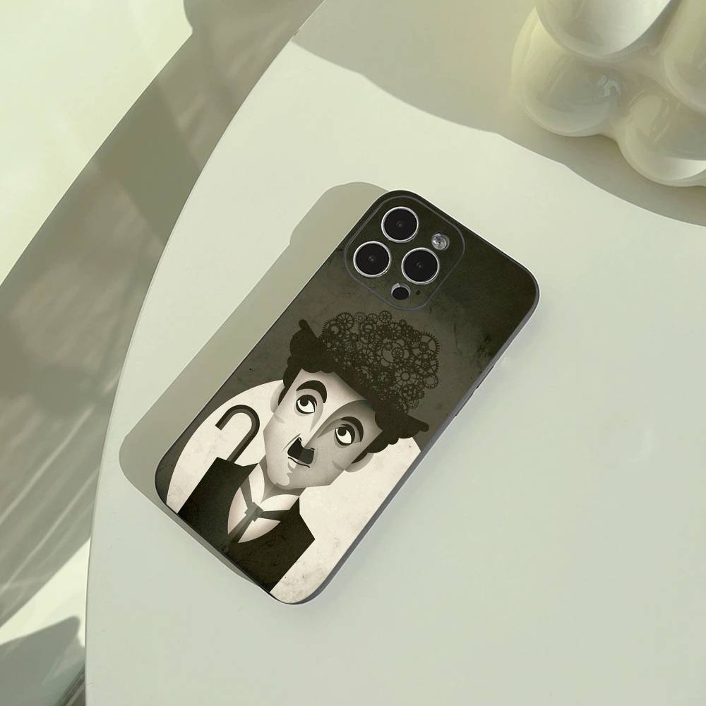Чехол для телефона с Чарли Чапли C-Charlie Chaplin для iPhone 17,16,15,14,13,12,11 Pro Max, Легкий и практичный Мягкий черный чехол