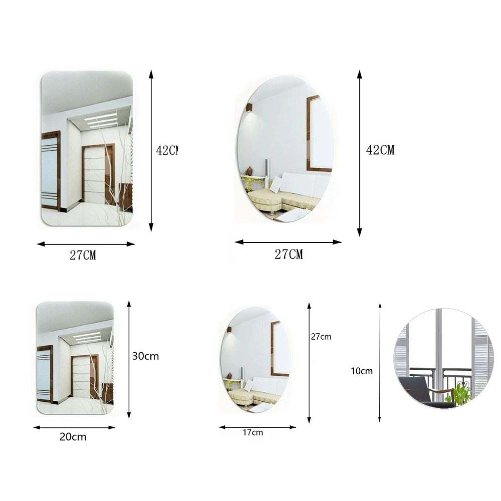Home Decoration 3D Effect Shower Oval Mirror Stickers Acrylic Mirror Anti Fog Mirror Make Up Mirror