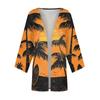 Women's Casual Fashion Beach Ocean Tree Print Lightweight Mid-Length Jacket Cardigan
